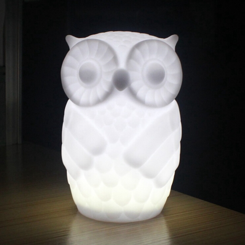Novelty Owl Shaped LED Night Lamp, Battery Operated Table Light with Timer for Bedroom Home