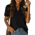 thumbnail image 1 of Puntoco Mujer Suelta Casual Manga Corta Cuello en V Sólido Blusa Casual Camiseta Túnica tops Puntoco Puntoco-5154, 1 of 9