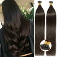 thumbnail image 2 of SEGO I Tip Hand-Tied Human Hair Extensions Cold Fusion Off Black 100 Strands Soft Straight Remy Hair Pre Bonded Stick Shoelace Tips, 2 of 9