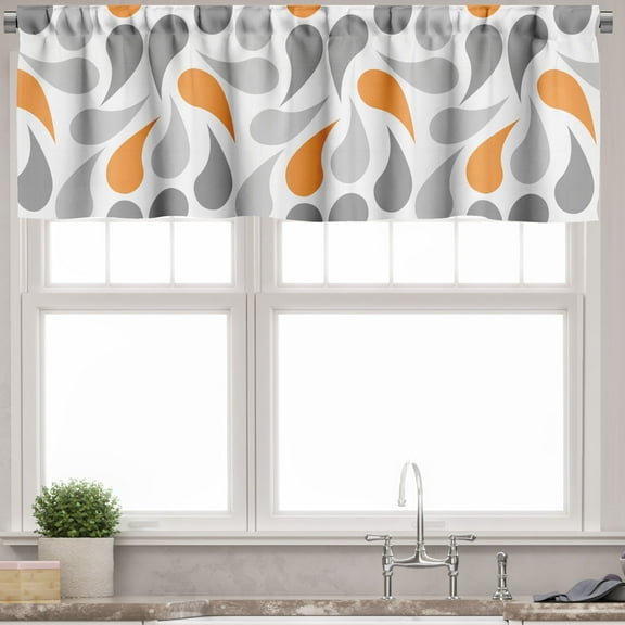 Ambesonne Geometric Valance Pack of 2, Traditional, 54"X18", Orange Grey White
