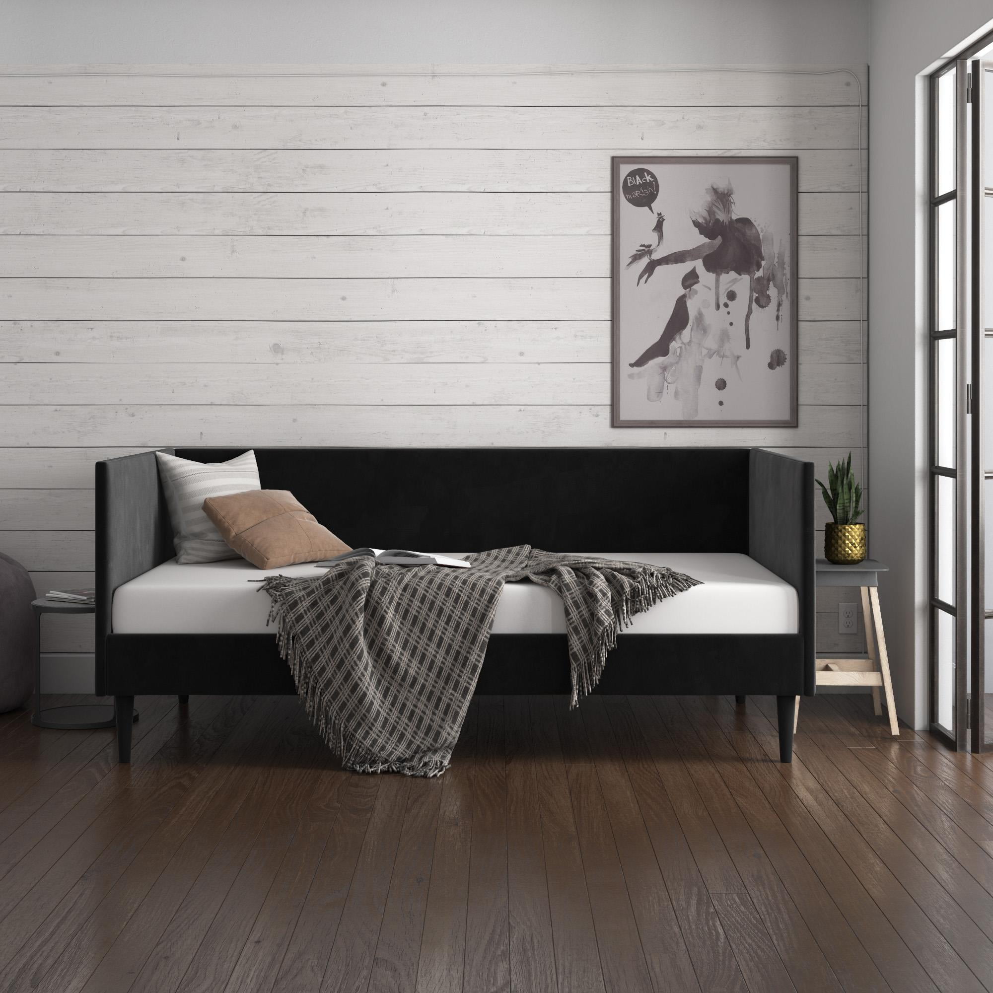 DHP Flora Mid Century Daybed, Twin, Black Velvet