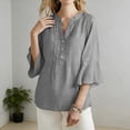 thumbnail image 7 of Wensltd Women V Neck Blouses Long Sleeve Open Front Cardigan Cotton Linen Solid Color Casual Soft Blouses, 7 of 7