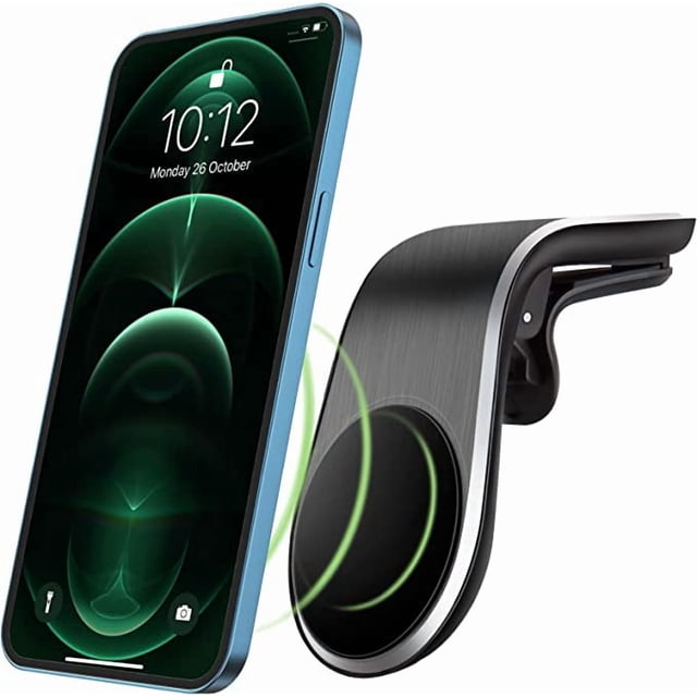 Soporte magnético para teléfono de coche, en forma de L, compatible con rejillas de ventilación horizontales, para iPhone 14, 13 y 12 (sin soporte MagSafe).