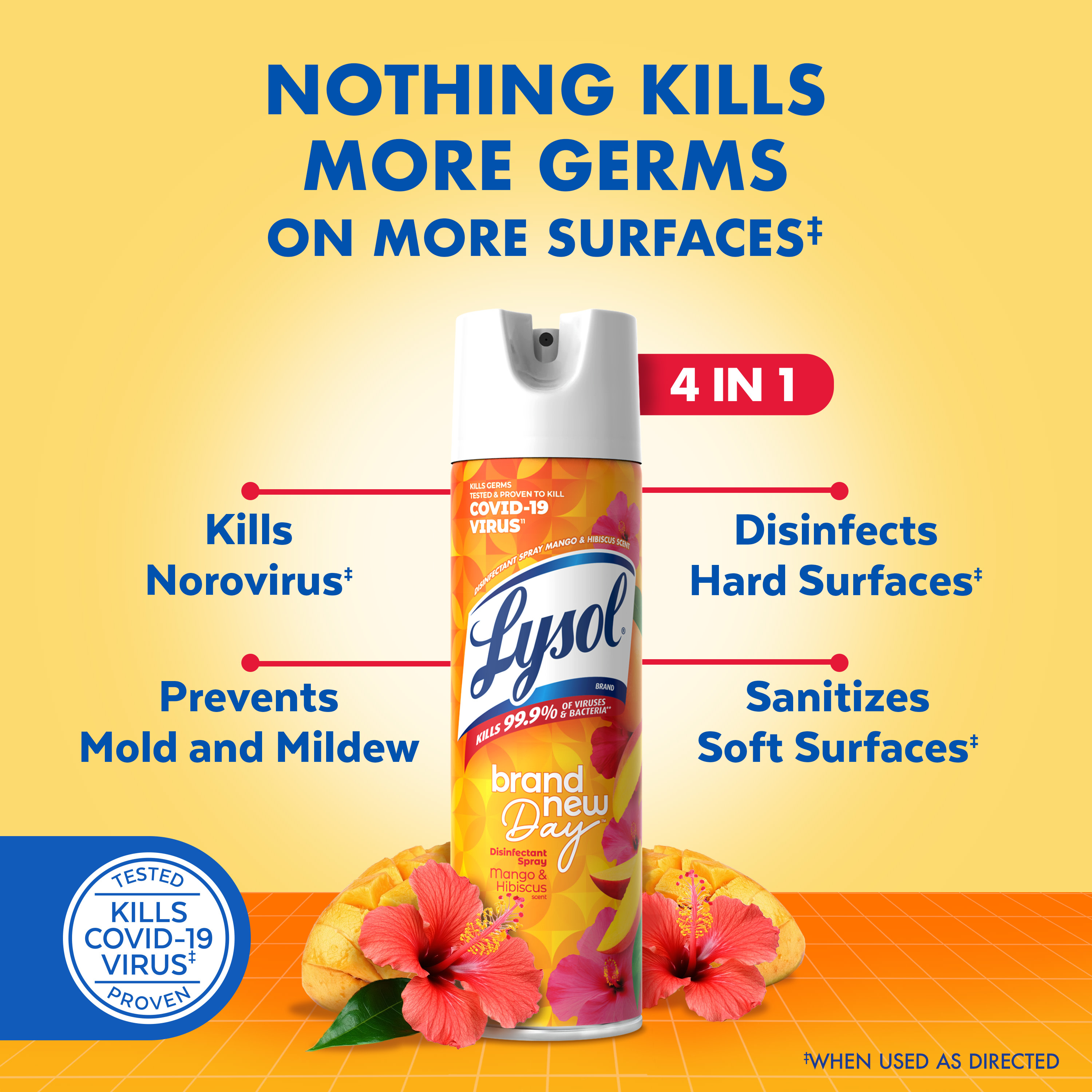 Lysol Disinfectant Spray, Mango & Hibiscus, 19 oz photo 2