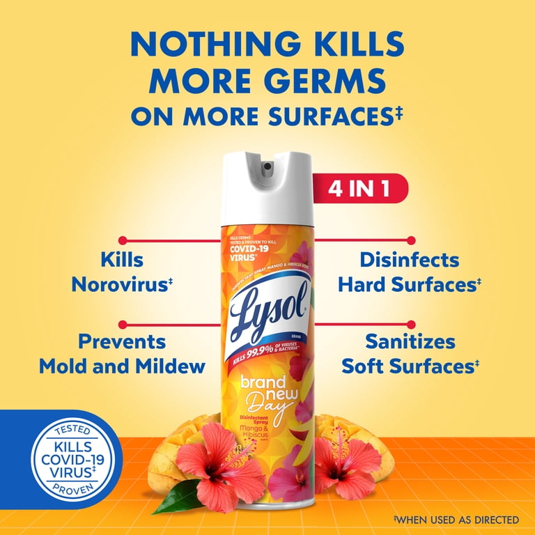 Lysol Disinfectant Spray Mango Hibiscus 19 fl oz 2 Pack Kills 99.9
