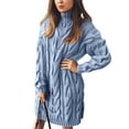 thumbnail image 1 of Avamo Chandail Décontracté pour Femmes Col Roulé Loungewear Couleur Unie Bleu TG, 1 of 2