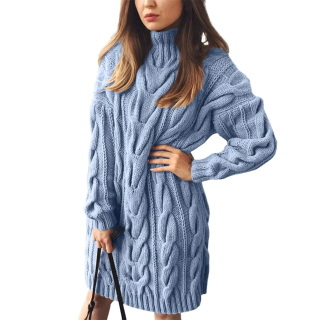 Avamo Chandail Décontracté pour Femmes Col Roulé Loungewear Couleur Unie Bleu TG