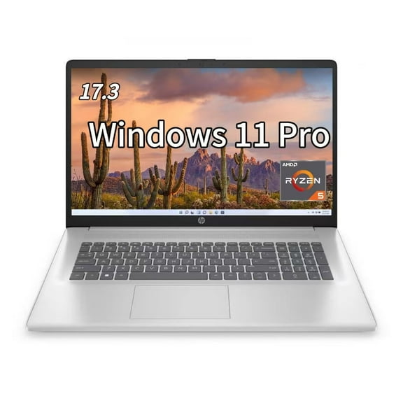 Newest HP 17.3 FHD Laptop AMD Ryzen 5 7430U 16GB RAM 256GB PCIe SSD Windows 11 Pro Silver