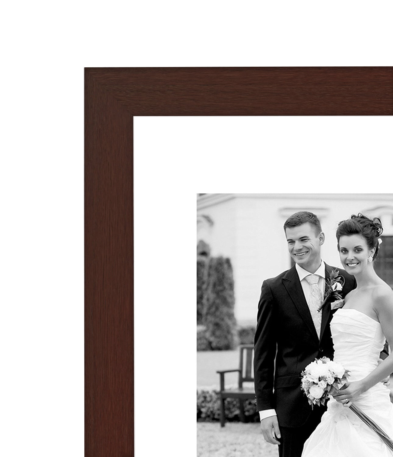 Americanflat 7 Piece Mahogany Gallery Wall Picture Frame Set with Mats in 11x14, 8x10, and 5x7 - Composite Wood with Shatter Resistant Glass - Horizontal and Vertical Formats for Wall and Tabletop
