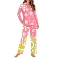 thumbnail image 4 of DISNIMO Daisy Print Women Pajama Sets Long Sleeve Sleepwear with Long Pants 2 Piece Lounge Set with Pockets Button Down Loungewear Nightwear, S, 4 of 7