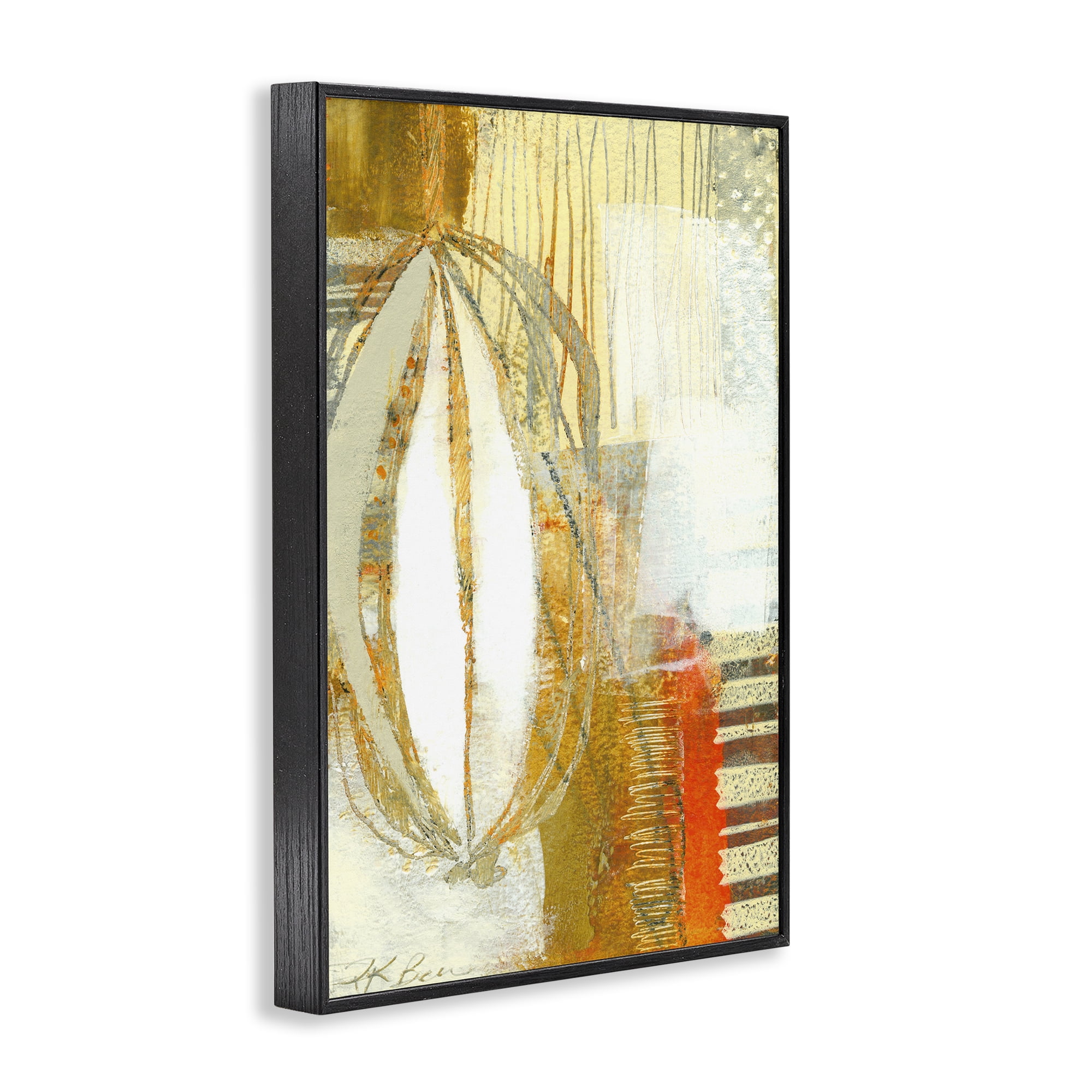 Stupell Industries Rustic Oblong Shape Collage Abstract Painting Black Framed Art Print Wall Art, 12 x 18