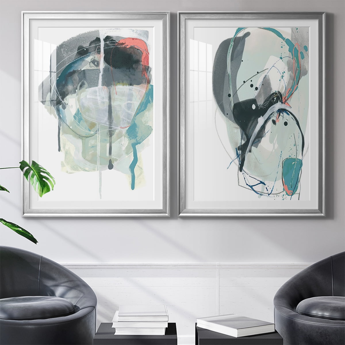 Wexford Home Stone Aperture III Premium Framed Print, 30.5" x 42.5" - Ready to Hang, Silver (Set of 2)