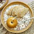 thumbnail image 5 of Rattan Tray with Mother of Pearl Inlay Wooden Base, Serving Basket for Breakfast Food, Round Tray as Coffee Table Decor, Mother of Pearl Decoration, Storage and Display, 5 of 8
