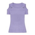 thumbnail image 7 of Lenpel Summer Tops for Women Cold Shoulder Short Sleeve V Neck Eyelet Embroidered T Shirts Casual Tunic Tee Blouses, 7 of 7