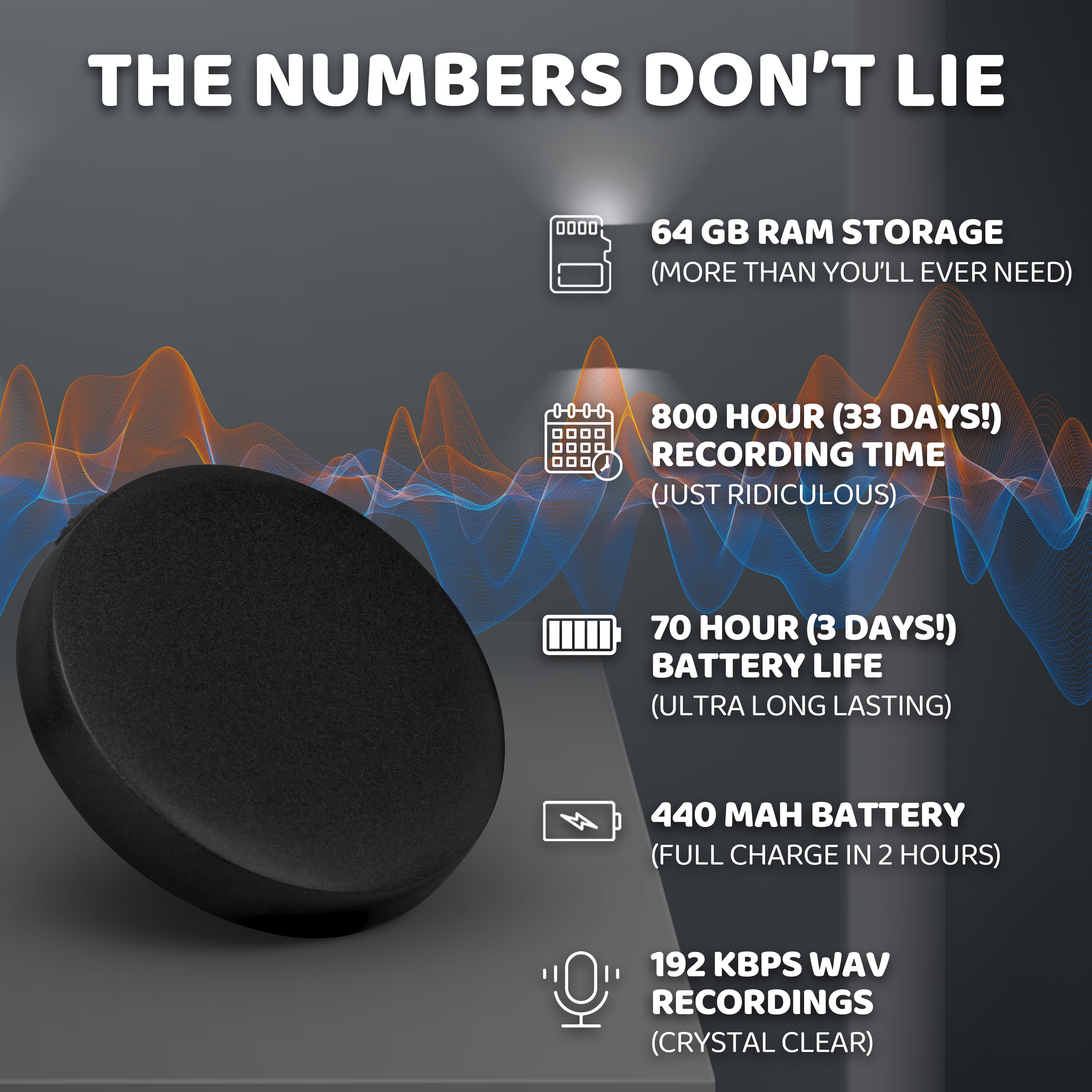 Knight KT1000 64GB Voice Activated Recorder photo 5