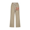 thumbnail image 4 of Pantalones de Mujer Casual, Impresión Elástica Suelta Pantalones de Pierna Ancha Recta con Bolsillo Hecho de Poliéster Suave para Toda la Temporada, Pantalones de Pierna Ancha de las Mujeres, 4 of 4
