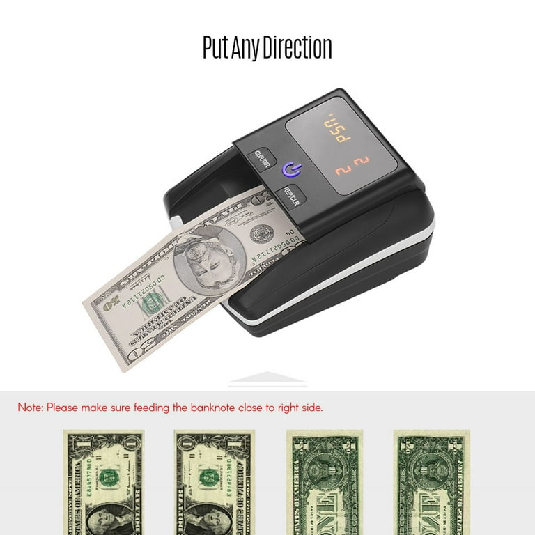 Detector de billetes falsificados, portátil pequeño detector de billetes de  banco contador de valores de denominación, detección de UV/MG/IR de dinero