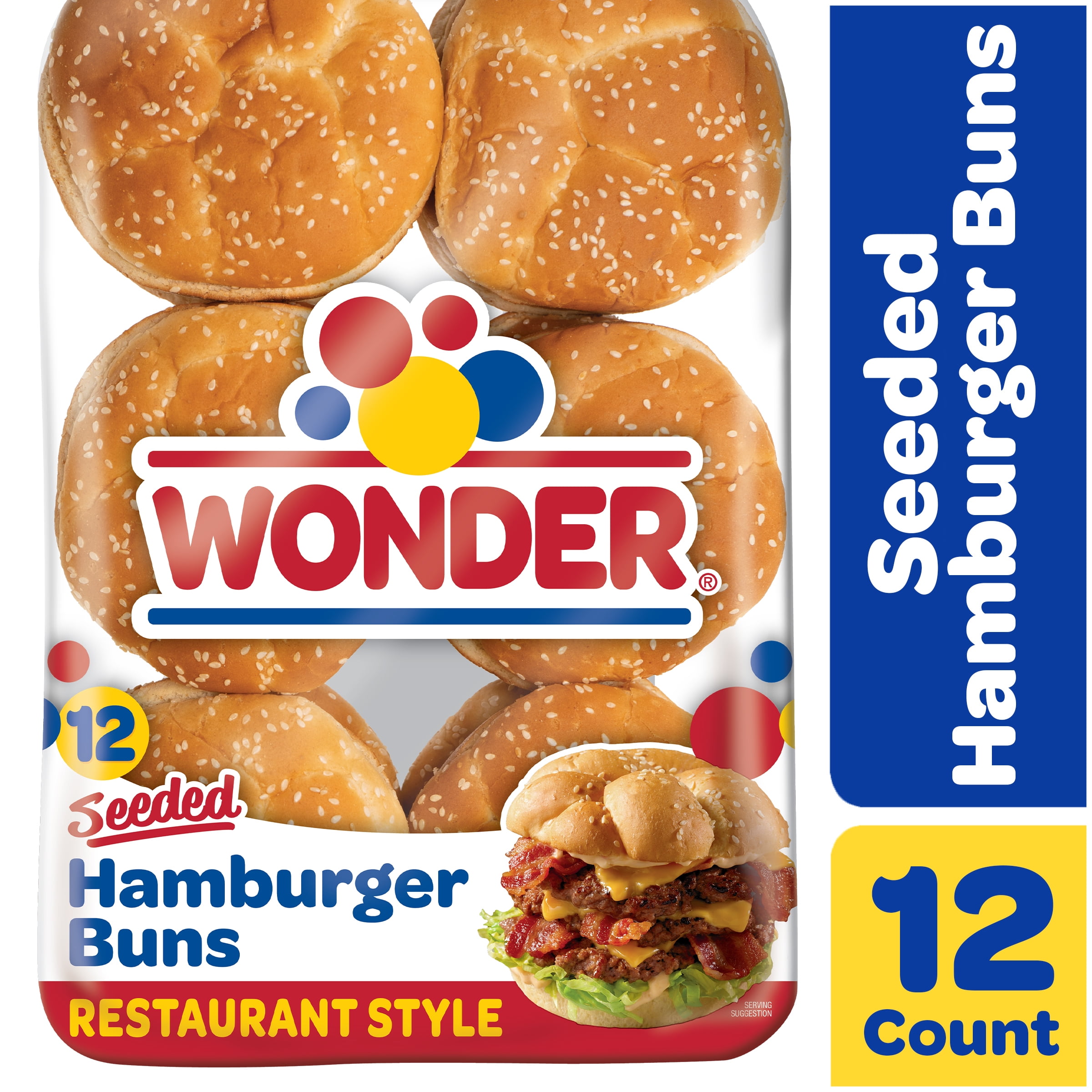 Wonder Restaurant Style Seeded Hamburger Buns, 12 Ct, Shelf-Stable