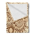 thumbnail image 2 of Sketchy Soft Flannel Fleece Throw Blanket, Eastern Design with Floral Oriental Leaves Like Lines Details Art Print, Cozy Plush for Indoor and Outdoor Use, 50" x 60", Brown, by Ambesonne, 2 of 5