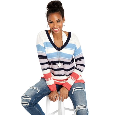 Ella Double V-neck Tunic - Stripe Double V-Neck Pullover