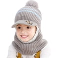 thumbnail image 1 of Gorro de invierno con orejas de gato para bebés y niños, gorro de punto con capucha y forro polar MFZFUKR CJWUS-6038, 1 of 5