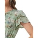 thumbnail image 5 of INSPIRE CHIC Vestido de Chifón Floral con Volantes y Manga de Volante, Cuello en V, Cintura Ajustable, por encima de la Rodilla, Talla XS, Verde Claro, 5 of 6