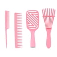 thumbnail image 2 of 5 uds cepillo para desenredar masaje del cuero cabelludo pelo liso peine hueco cepillo de pelo de cola de rata conjunto rosa, 2 of 5