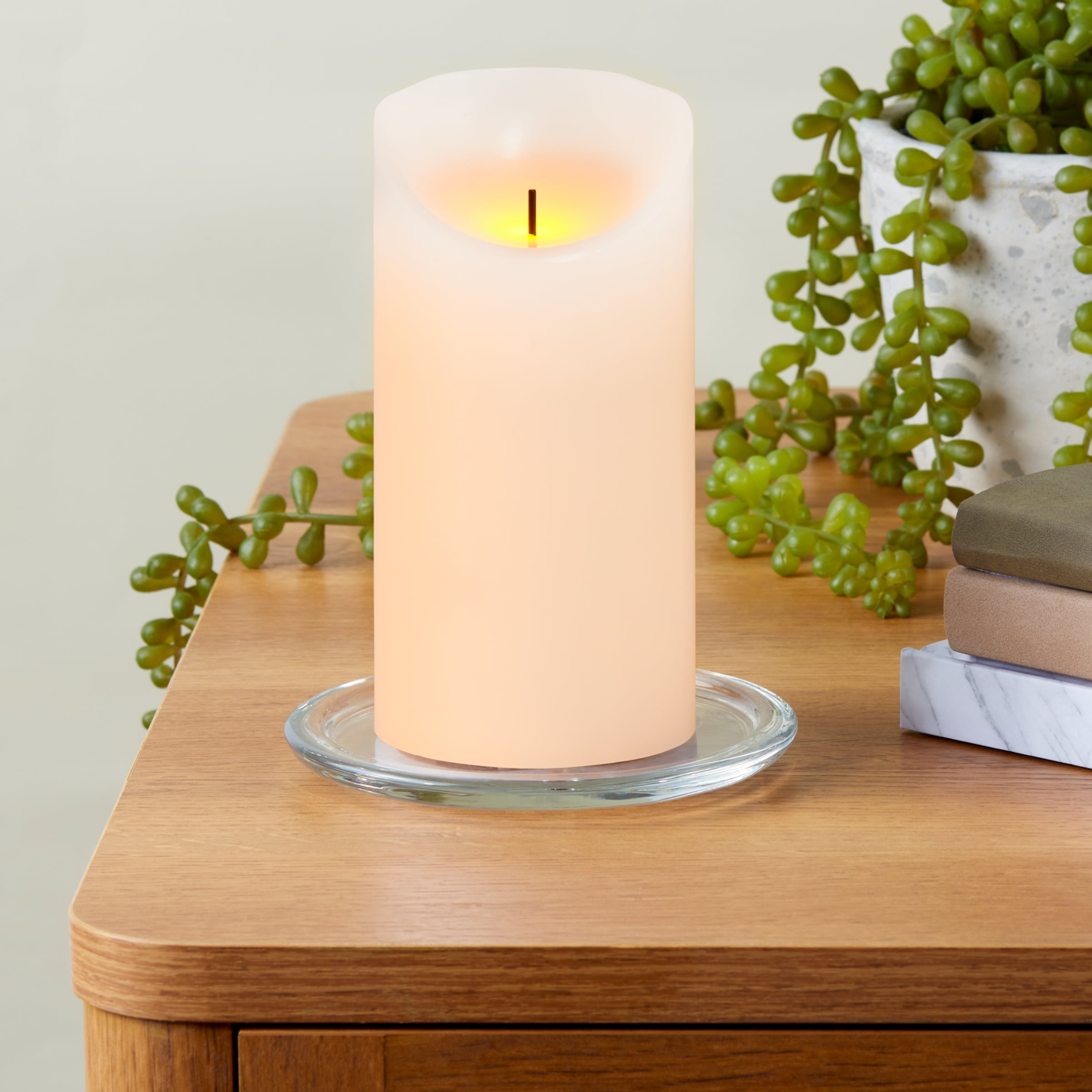 Mainstays Unscented Flameless LED Pillar Candle Ivory 3 x 8 in
