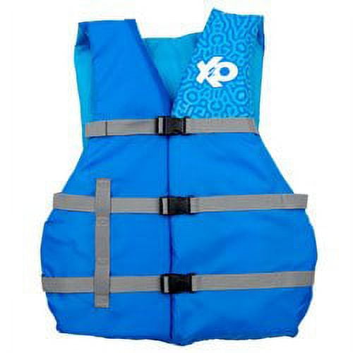 X2O Universal Adult Life Vest and Jacket, Blue Ocean Coral, (4-Pack) Plus  Boat Cushion
