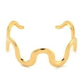 304 Stainless Steel Open Cuff Bangles Wavy Ring Real 18K Gold Plated 3/ ...