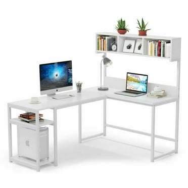 VECELO L-Shaped Computer Desk with CPU Stand,Gaming Desk 