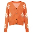 thumbnail image 6 of Baberdicy Cardigan Sweater Women's Sweater 2023 Fall Long Sleeve Casual Print Jumper Knitted Cardigan Loose Preppy Sweater Cardigan Women's Cardigans Orange, 6 of 7
