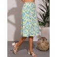 thumbnail image 3 of DARING DIVA Women's Elastic Waist A-Line Midi Skirt S Apricot Flower, 3 of 5