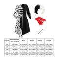 thumbnail image 2 of IDOPIP Cruella Deville Costume for Girls Kids Halloween Fancy Dress up Cosplay Black White Dalmatian Dog Dress with Wigs Gloves Cigarette Holder Outfit 9-10 Years Long Sleeve, 2 of 9