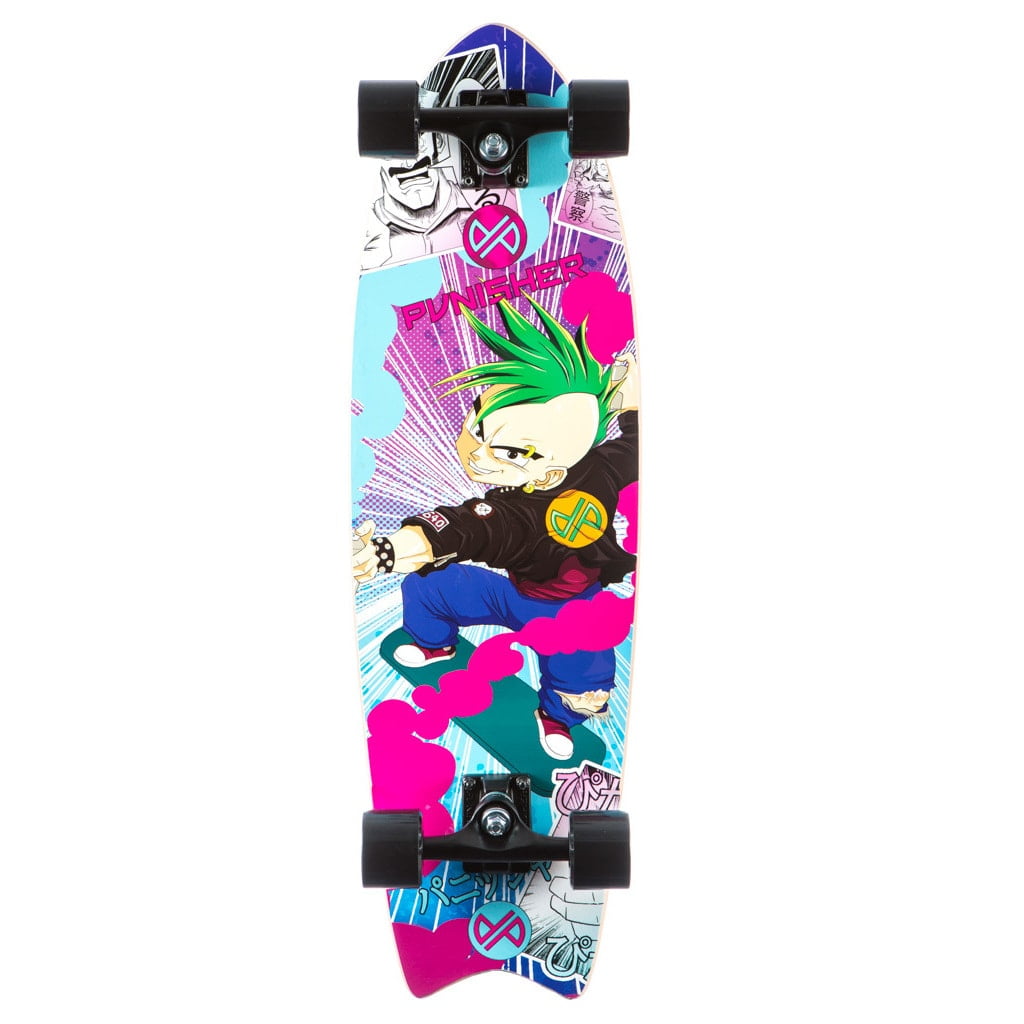Punisher Skateboards Anime  Single Kick Canadian Maple Longboard  Cruiser Skateboard 