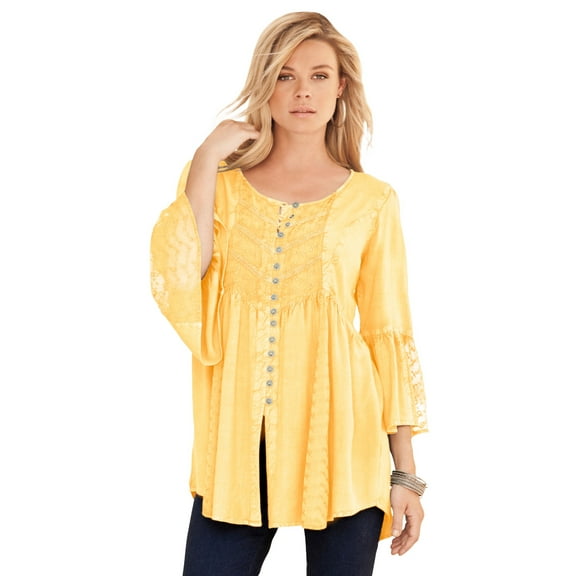 Roaman's Women's Plus Size Taylor Acid Wash Big Shirt