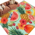 thumbnail image 2 of Summer Fruit Washable Living Room Rugs 8'x10', Watercolor Watermelon Banana Pineapple Red Flowers Low Pile Throw Large Area Rug Non-Slip Sturdy Edge Binding Carpet for Bedroom Dining Room Office, 2 of 9