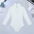 thumbnail image 6 of Miaeowve Gymnastics Leotards Kids Girls Long Sleeve Mock Neck Solid Color Stretchy Ballet Dance Bodysuit White 7-8, 6 of 7