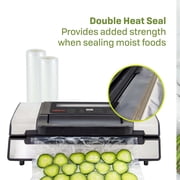 NESCO® Vacuum Sealer, Heavy-Duty with Double Heat Seal, Dual Pump, Accessory Port for Jars, Includes 11 & 8 Rolls, Ideal for Meat Storage & Sous Vide, VS-12