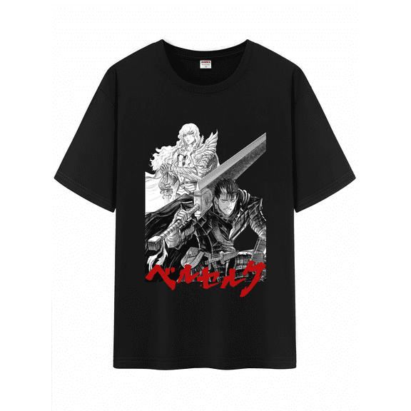 Qingyee Anime Cotton T-Shirt,Berserk Guts & The Sacrificial-Brand Pattern Short Sleeve Shirt