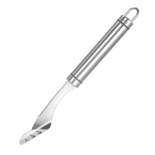 EeaseMX Descorazonador de chiles de acero inoxidable para cocina, descorazonador de pimientos curvo con herramientas dentadas para barbacoa