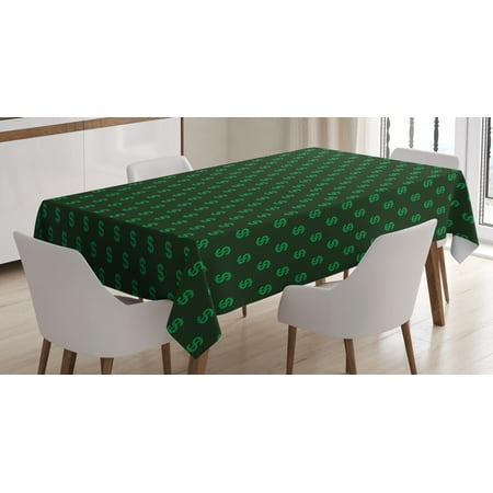 

Money Tablecloth Pattern of Dollar Symbols on Dark Green Background Monetary Sign of USA Rectangular Table Cover for Dining Room Kitchen 60 X 84 Inches Hunter Green Lime Green by Ambesonne