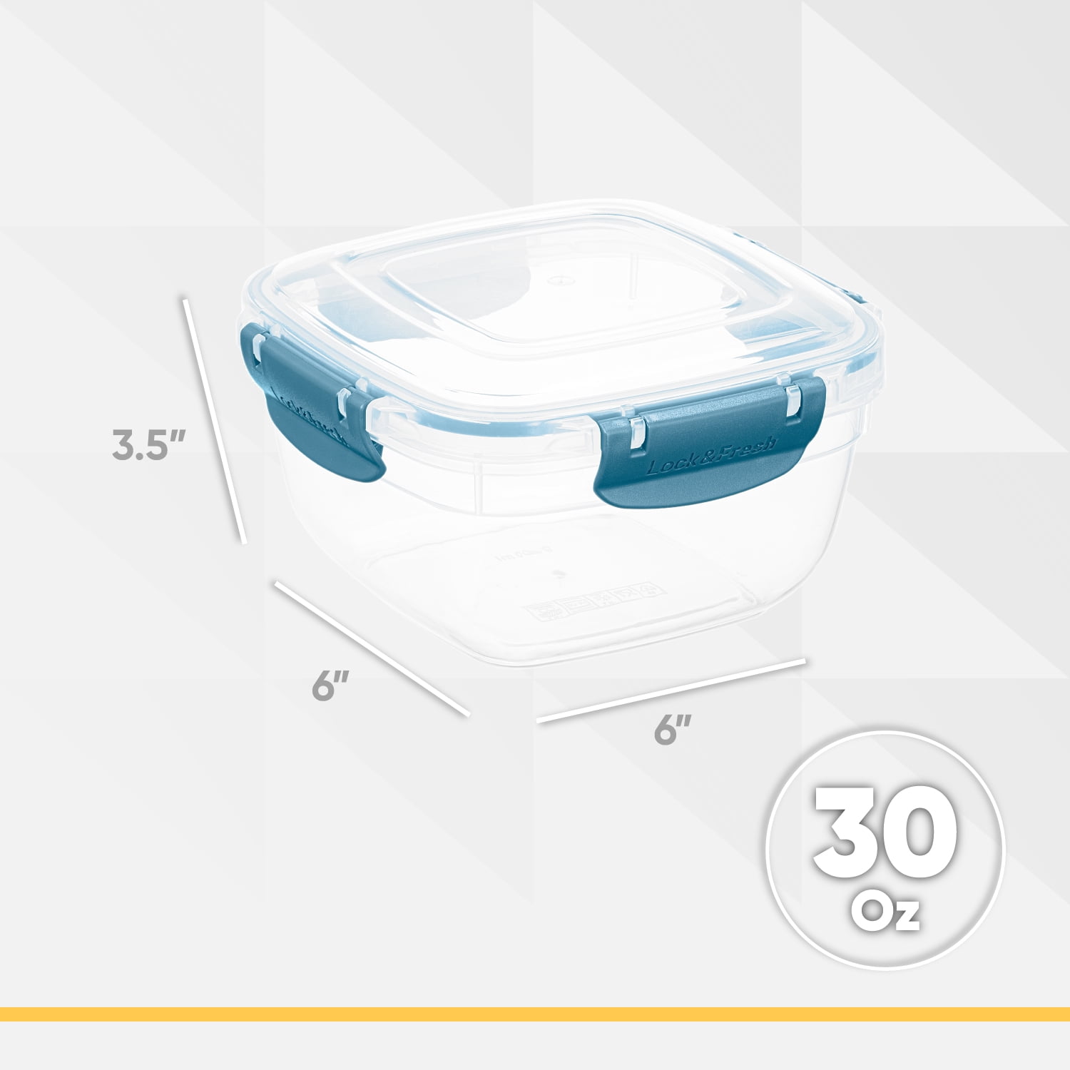 Superio Lock and Fresh Airtight Food Storage Containers with Lids for Kitchen Pantry Organization , BPA Free, Lunch, and Meal Prep Plastic Containers, 30 oz. Square Sealed Container, Blue, 2 pack
