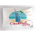 thumbnail image 1 of Alcohol Pillow Sham, Summer Holiday Concept Cocktail Party at the Beach with Starburst Background Image, Decorative Standard Queen Size Printed Pillowcase, 30 X 20 Inches, Multicolor, by Ambesonne, 1 of 2