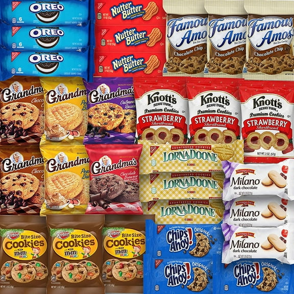 Cookies Variety Pack - 30 Assorted Cookies & Snacks Variety Pack for Adults & Kids - College Care Package - Cookies Lovers Gift - Snack Box Variety Pack Cookie Assortment Gift Basket by Stuff Your