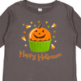 thumbnail image 4 of Inktastic Happy Halloween- cute pumpkin cupcake Boys or Girls Long Sleeve Toddler T-Shirt, 4 of 5
