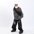 thumbnail image 3 of Men's Letter Pattern Ripped Sweater, Loose Casual Long Sleeve Round Neck Jumper for Fall & Winter, Fashion Men's Knitwear for Daily Wear, 3 of 9