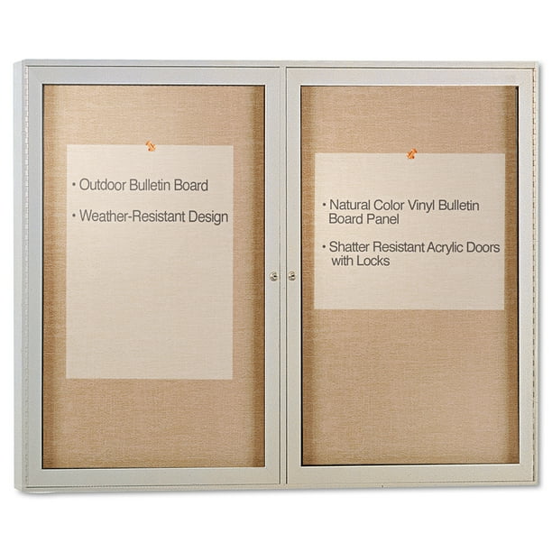 Ghent Enclosed Outdoor Bulletin Board, 48" x 36", Satin Finish Frame