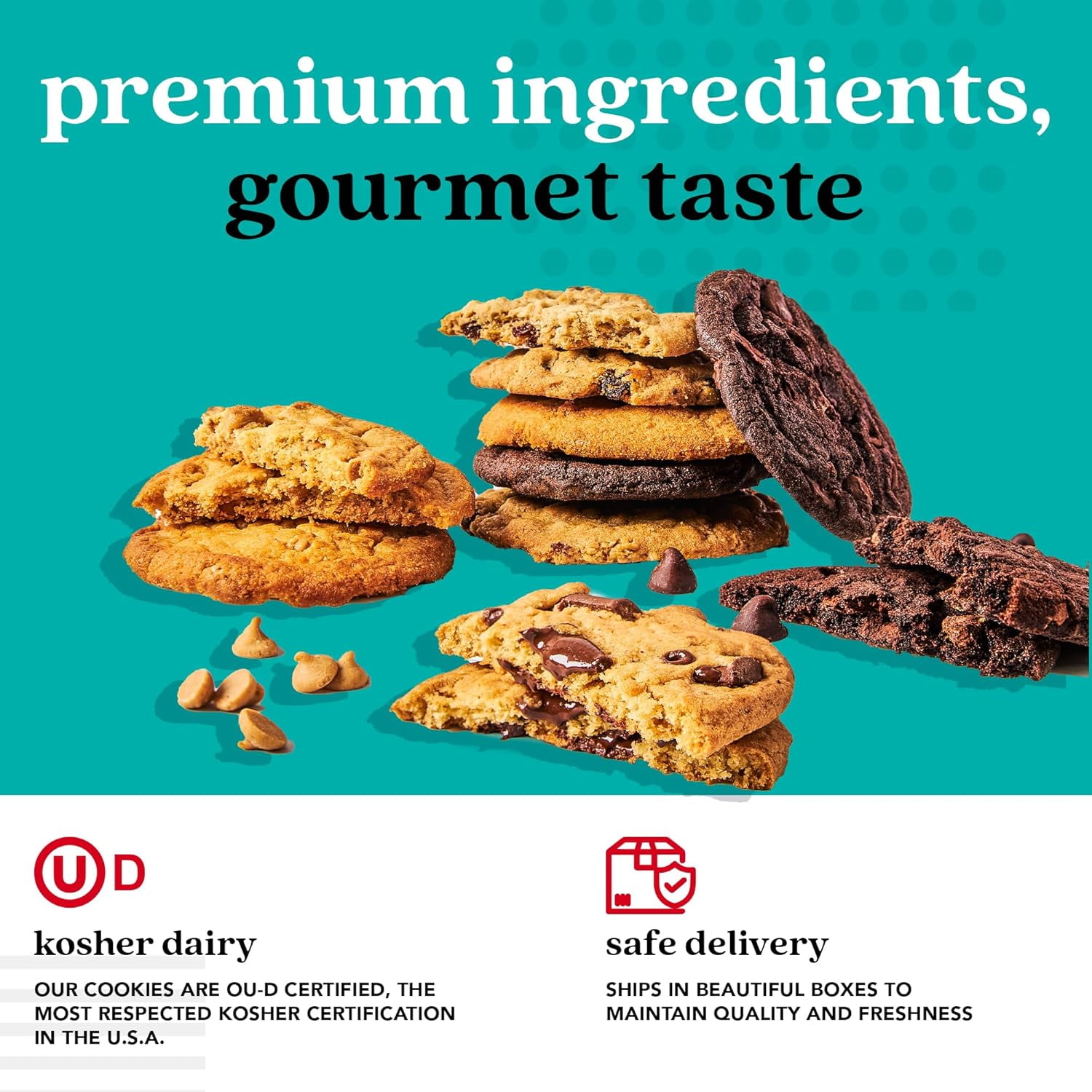 David's Cookies Assorted Fresh Baked Cookies 1lb - Delectable Handmade Cookies and Made with Premium Ingredients - Gourmet Food Cookie Gift Basket - Great Gift For Him, For Her, On All Occasion