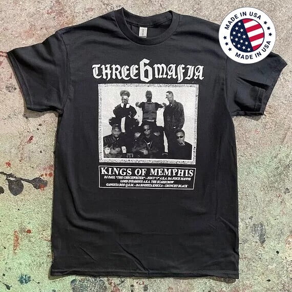 Three 6 Mafia Black Short Sleeve Cotton T-shirt Unisex S-5XL AT734